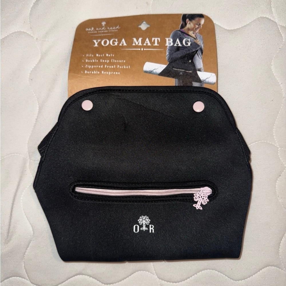 Oak And Reed Neoprene YOGA MAT BAG*Fits Most Mats,Zippered*Double Snap*Black NEW